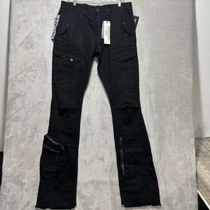 Jordan Craig Martin Stacked Men's 36 Black Aviation Cargo Pants Multi Pockets